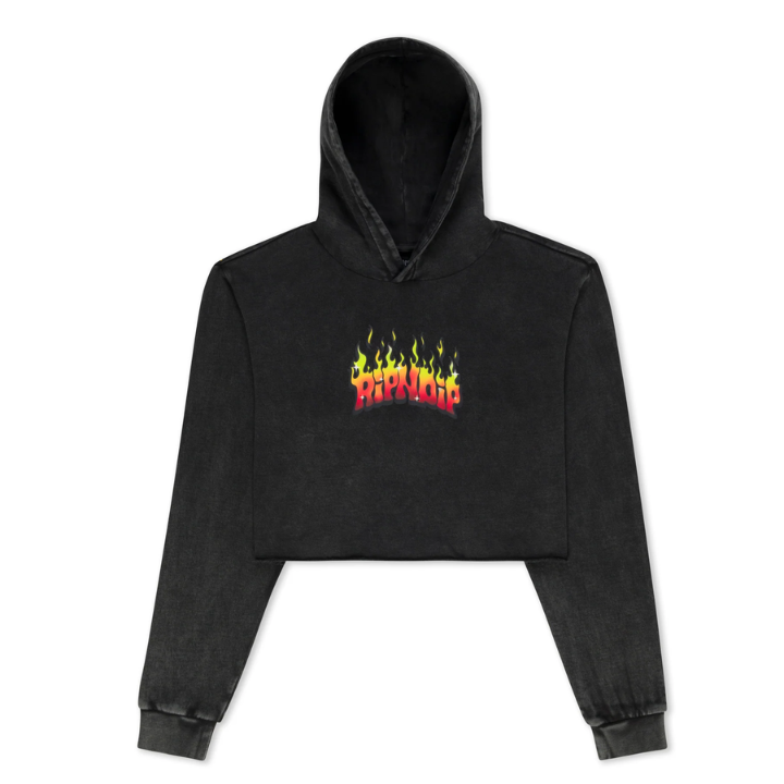 GIRLS CROP HOOD SCARY CUTE - BLK