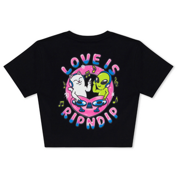 GIRLS CROP LOVE IS RIPNDIP - BLK