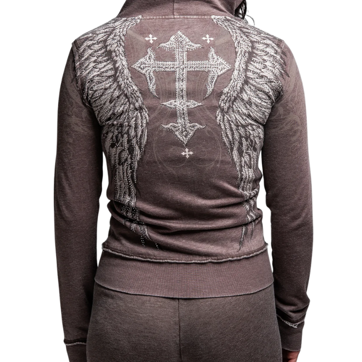 GIRLS HOODY DEATH EYES - BRN