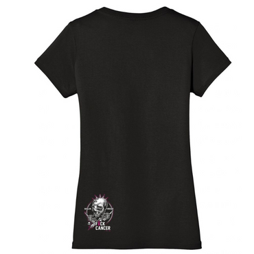 GIRLS S/S VNECK FUCK CANCER - BLK