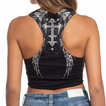 GIRLS TANK DEATH EYES - BLK