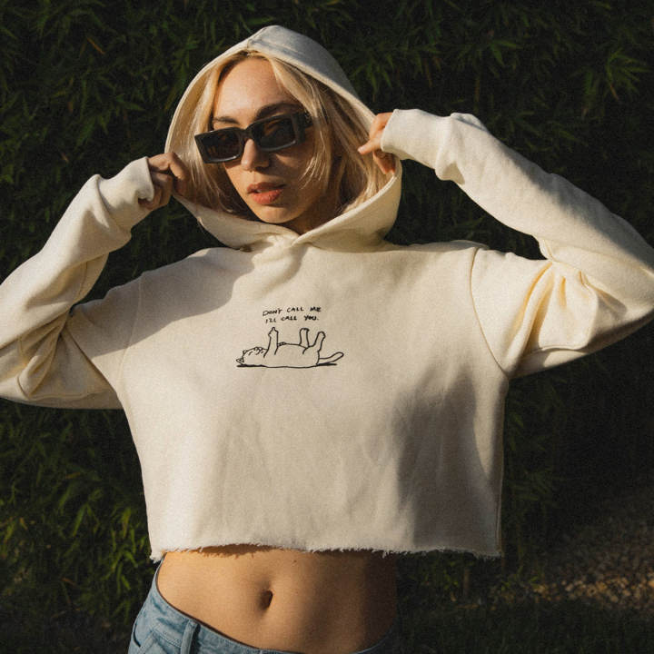 GIRLS CROP HOODY DONT CALL ME - NAT