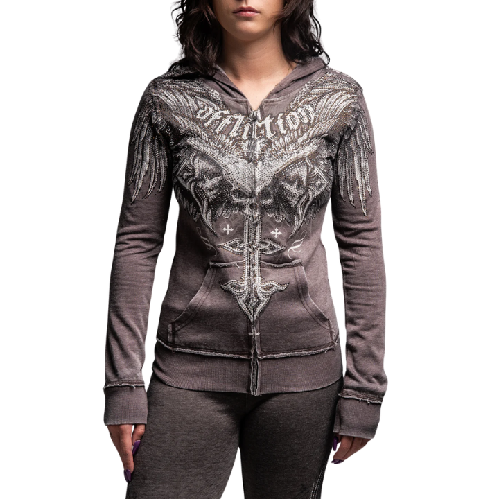 GIRLS HOODY DEATH EYES - BRN