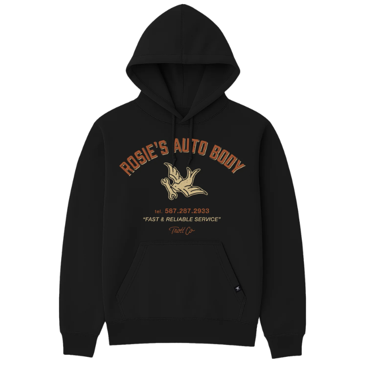GIRLS HOODY ROSIE'S AUTO BODY - BLK