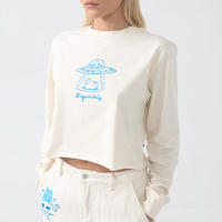 GIRLS L/S CROP BLONDED - NAT