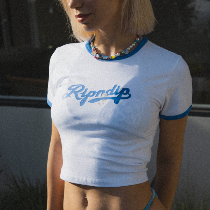 GIRLS S/S CROP LOS RIPNDIP - WHT