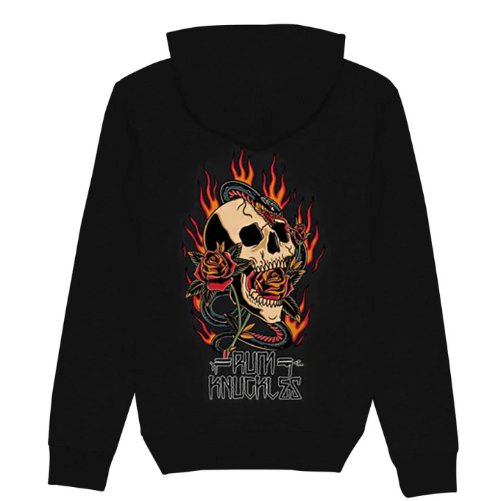 HOODY FLAMING SNAKE SKULL - BLK