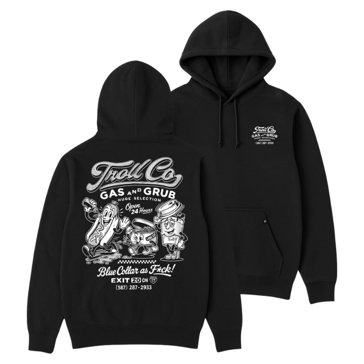 HOODY GAS AND GRUB - BLK
