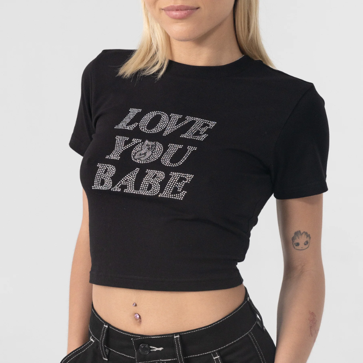 GIRLS S/S LOVE YOU BABE - BLK