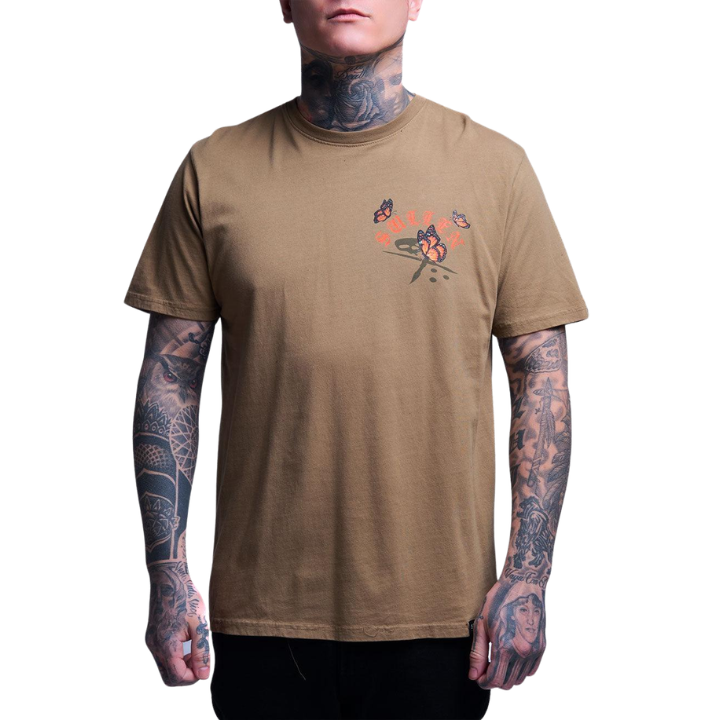 S/S BUTTERFLY SKULL - TAN
