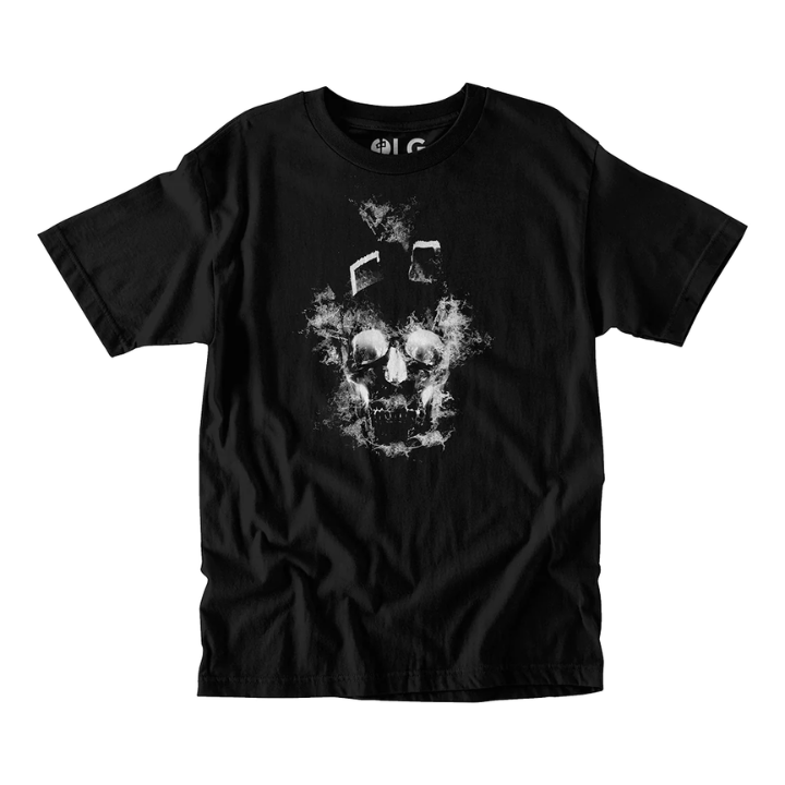 S/S FLAMING SKULL - BLK