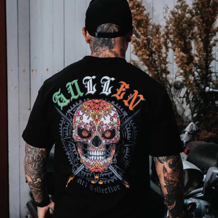 S/S SUGAR SKULL - BLK