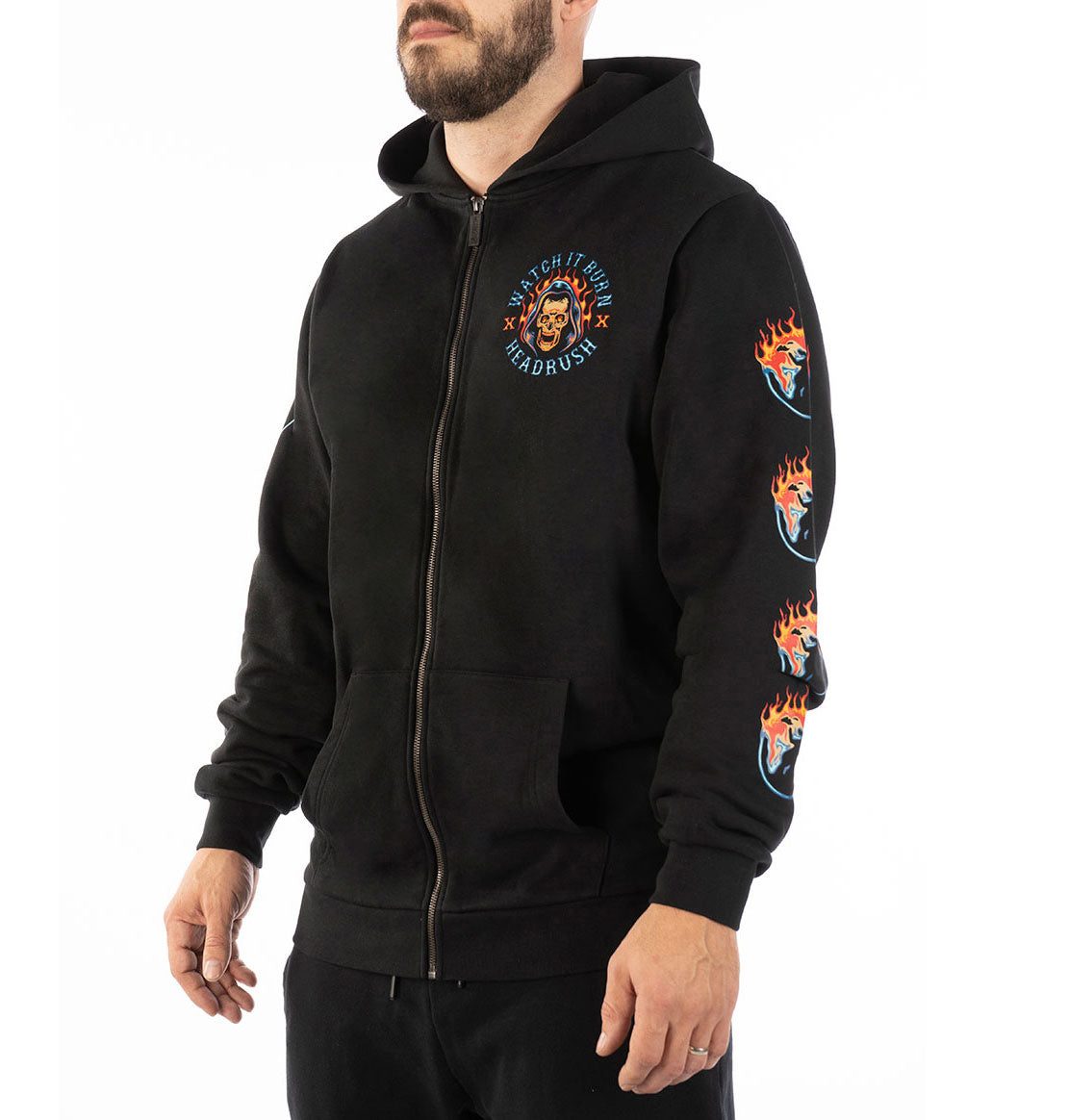 ZIP HOODY WATCH IT BURN - BLK